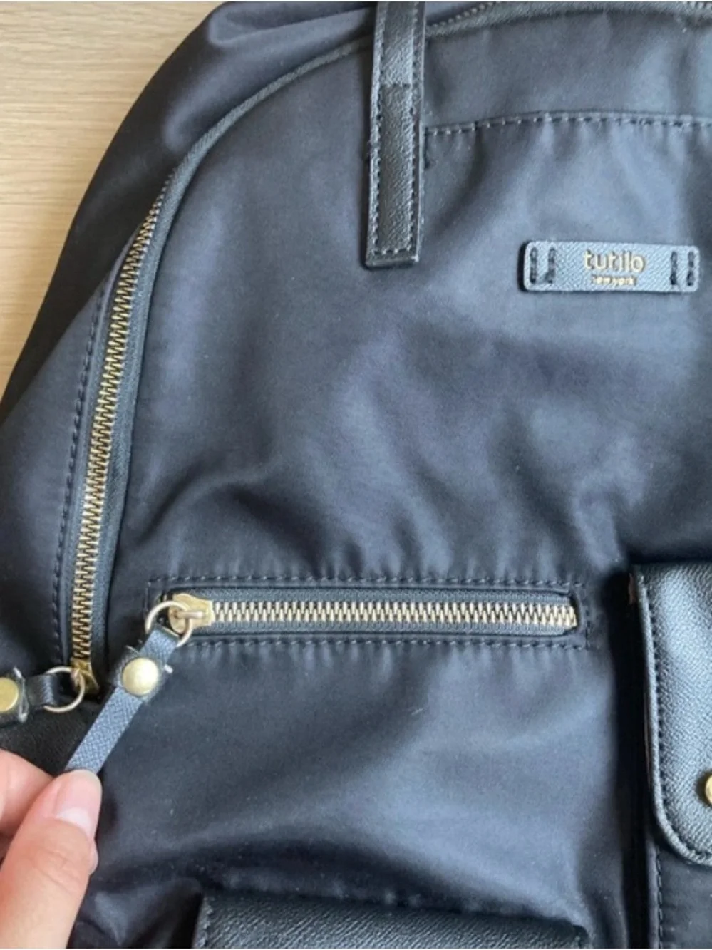 Black Backpack with Front Pockets